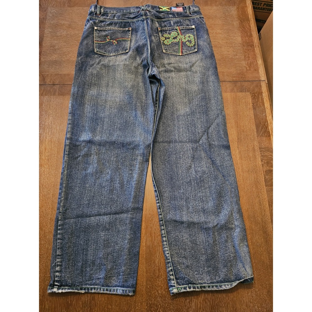 Vintage LRG MENS Jeans 40x32 EMBROIDERED Pockets‎ Blue Denim